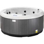 Bianca Holiday 1 round hot tub with grey wood-effect cabinet panels