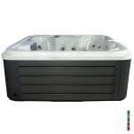 Close up of Biarritz hot tub cabinet with modern grey panelling
