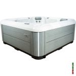 Sensation 1 hot tub side cabinet with durable grey composite panels
