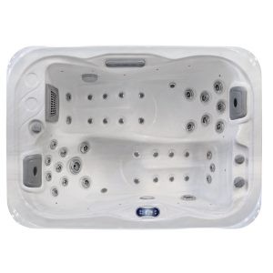 Cocoa Point hot tub overhead view showing dual loungers and hydrotherapy jets