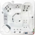 Corona hot tub overhead view showing ergonomic seating and jets