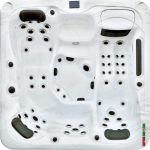 Overhead seating layout of Hawaii Deep Deluxe hot tub with multiple massage zones