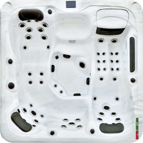 Overhead seating layout of Hawaii Deep Deluxe hot tub with multiple massage zones