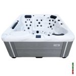 Side view of ergonomic lounger seating in Hawaii Deep Deluxe hot tub