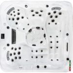 Key West Deep Deluxe hot tub overhead seating view showing jet placement and lounger design
