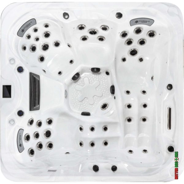 Key West Deep Deluxe hot tub overhead seating view showing jet placement and lounger design