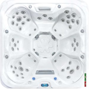 Monteray hot tub overhead view showing seating layout and hydrotherapy jets