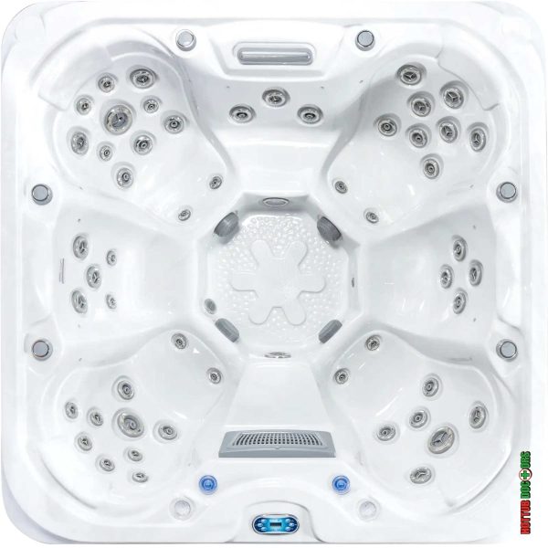 Monteray hot tub overhead view showing seating layout and hydrotherapy jets