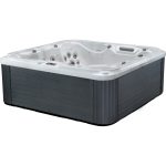Side cabinet view of Coral Bay Deep Deluxe hot tub with modern grey panels
