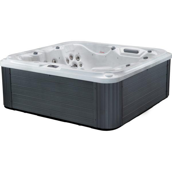 Side cabinet view of Coral Bay Deep Deluxe hot tub with modern grey panels