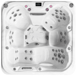 Coral Bay Deep Deluxe hot tub overhead view showing ergonomic seating and jet layout