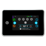 Balboa touchscreen control panel on Coral Bay Deep Deluxe hot tub showing temperature and jet settings