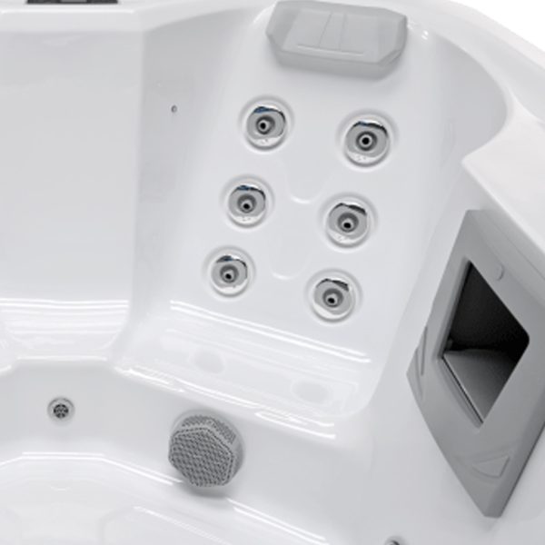 Capri hot tub filter housing with spa jets and speaker