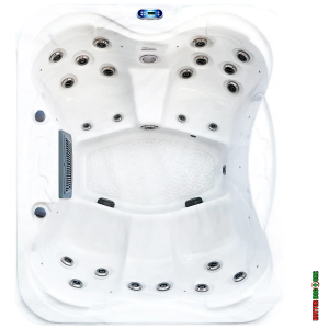Clearwater Deluxe hot tub overhead view showing seating layout and jets