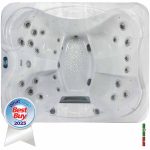 Clearwater Holiday hot tub overhead view with loungers, jets and WhatSpa Best Buy 2025 award
