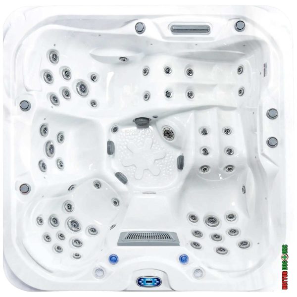 Key West hot tub overhead seating layout with multiple hydrotherapy jets