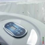 Key West hot tub topside control panel and internal spa seating