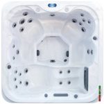 Laguna Deluxe hot tub overhead view showing lounger and seating layout