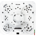 Monteray Deep Deluxe hot tub overhead seating layout with multiple massage zones