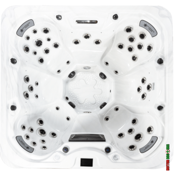 Monteray Deep Deluxe hot tub overhead seating layout with multiple massage zones