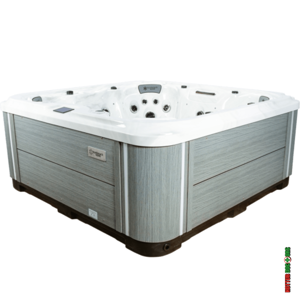 Monteray Deep Deluxe hot tub side cabinet view in grey finish