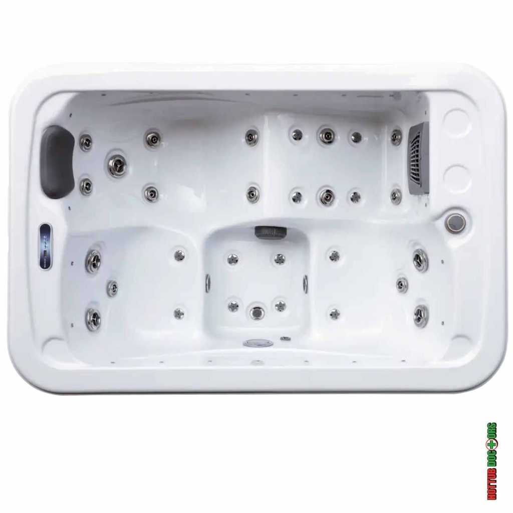 Sundowner Hot Tub. Overhead photo showing the seating arrangement.