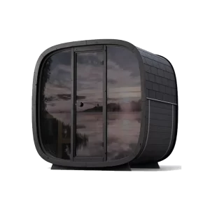 Holl’s Onyxia Cube 4 Person Outdoor Sauna with Glazed Front & 8kW Harvia Vega Stove